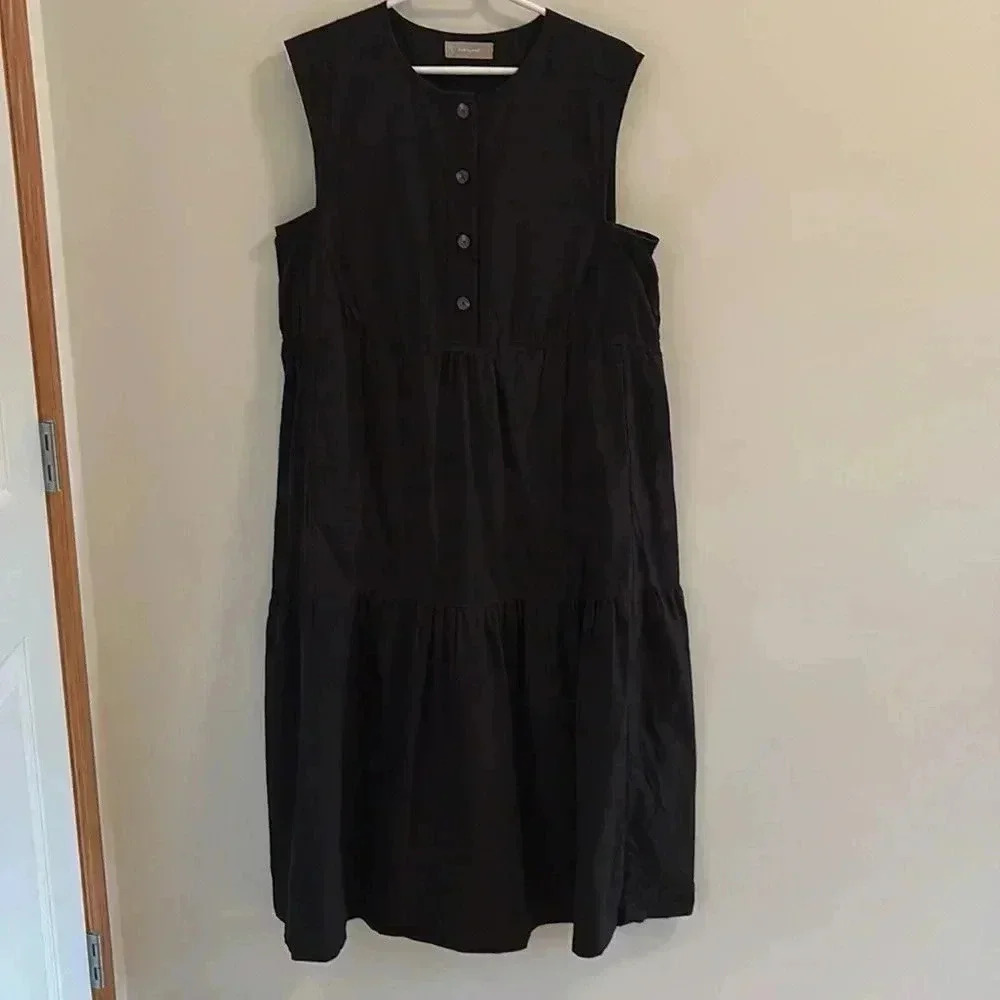 Everlane The Tiered Midi Dress (Black/Size L)